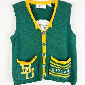 Vintage Baylor Bears Knit Green Vest with pockets